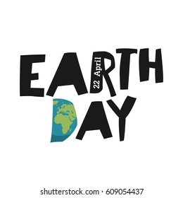 Earth day ecology logotype template. Earth planet in shape letter "D". 22 April text. Abstract holiday logo design.