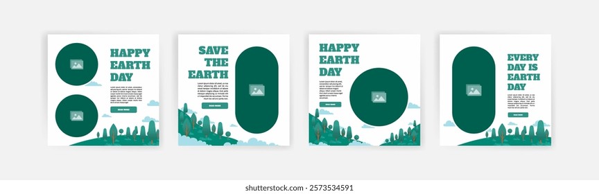 Earth Day. Education and campaign about the importance of protecting nature. Vector banners for social media ads, web ads, business messages, discount flyers and big sale banners.
