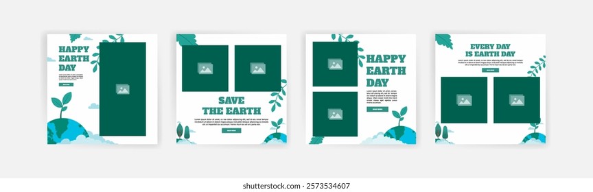 Earth Day. Education and campaign about the importance of protecting nature. Vector banners for social media ads, web ads, business messages, discount flyers and big sale banners.