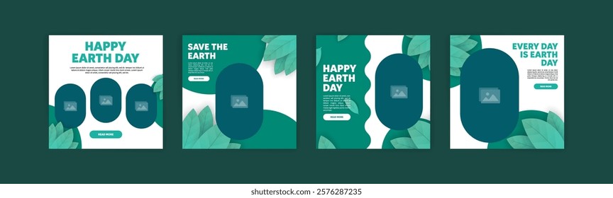 Earth Day. Education and campaign about the importance of protecting nature. Vector banners for social media ads, web ads, business messages, discount flyers and big sale banners.