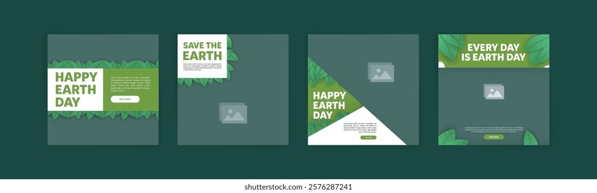 Earth Day. Education and campaign about the importance of protecting nature. Vector banners for social media ads, web ads, business messages, discount flyers and big sale banners.