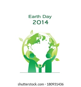 Earth day elements with globe and people