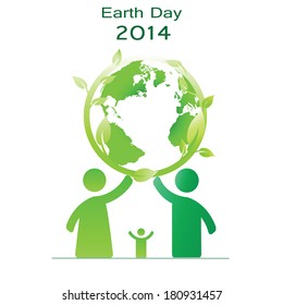 Earth day elements with globe and people