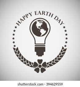 Earth day emblem with planet inside electric bulb. Vector illustration. 