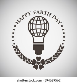 Earth day emblem with planet inside electric bulb. Vector illustration. 