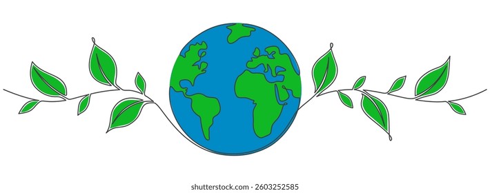 Earth day, Environment day line art style vector illustration