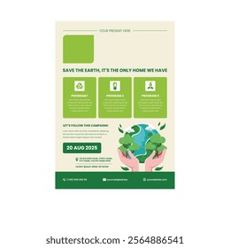Earth Day. Environment Day. Save the planet. Vector illustration of hands holding the earth, bottom-up view of nature and forest, people for ecology and green theme for poster or greeting card