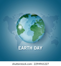 Earth Day and Environment Day. Transparent bright planet earth in space.