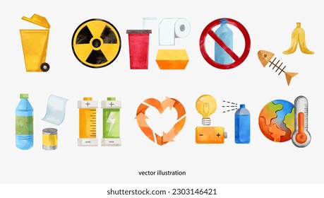Earth Day. Environmental problems and environmental protection. Climate change illustration set. Characters hands holding planet earth, power Vector illustration. 