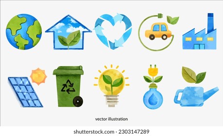 Earth Day. Environmental problems and environmental protection. Climate change illustration set. Characters hands holding planet earth, power Vector illustration. 