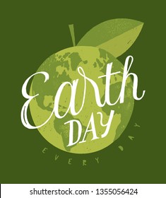 Earth day every day - green planet with leaf