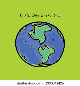 Earth day every day. World map. silhouettes of continents on a Green background. Applicable for Banners, Poster. Ecology, pollution of nature. Vector