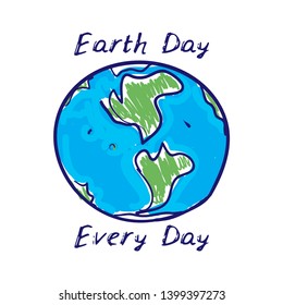 Earth day every day. World map. Green silhouettes of continents isolated on white background. Applicable for Banners, Poster. Ecology, pollution of nature. Vector