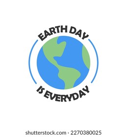 Earth day is everyday badge. Save the planet sticker. World Environment Day symbol.