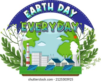 Earth day everyday logo design illustration