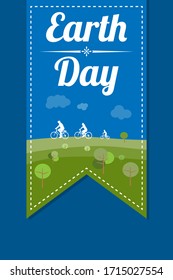 Earth day flag banner design. global warming campaing