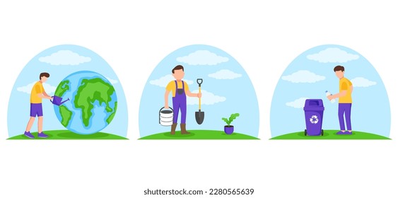 Earth Day Flat Bundle Design Illustration
