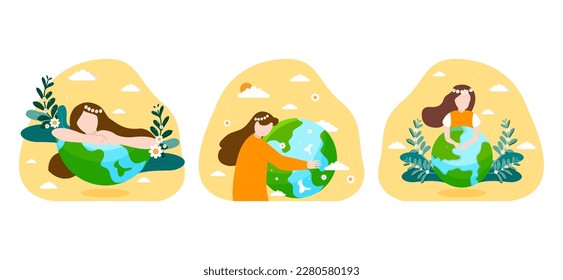 Earth Day Flat Bundle Design Illustration