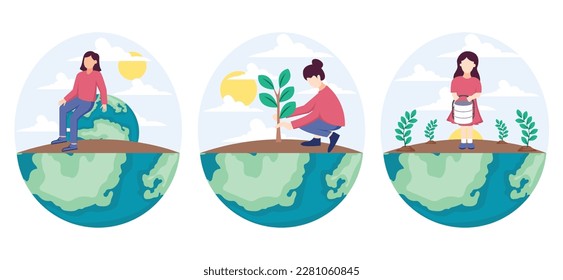 Earth Day Flat Bundle Design Illustration
