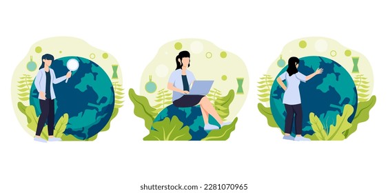 Earth Day Flat Bundle Design Illustration