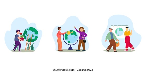 Ilustración de diseño de paquetes planos de Earth Day
