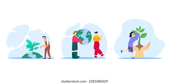 Earth Day Flat Bundle Design Illustration