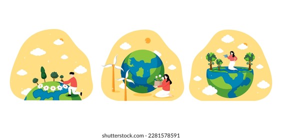 Earth Day Flat Bundle Design Illustration