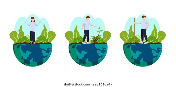 Earth Day Flat Bundle Design Illustration
