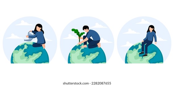 Earth Day Flat Bundle Design Illustration