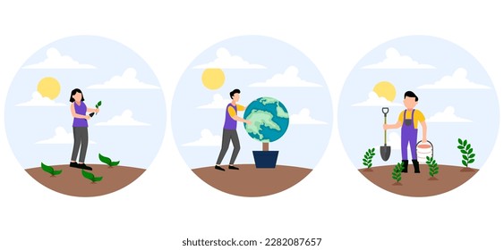 Ilustración de diseño de paquetes planos de Earth Day