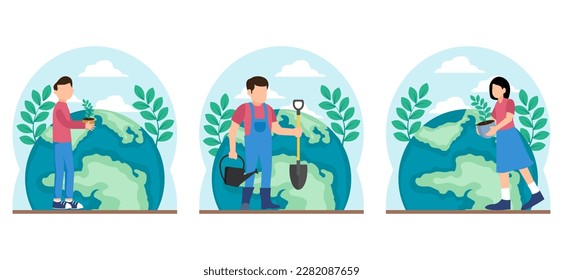 Earth Day Flat Bundle Design Illustration