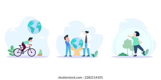 Earth Day Flat Bundle Design Illustration