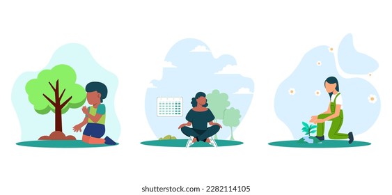 Earth Day Flat Bundle Design Illustration