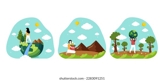 Ilustración de diseño de paquetes planos de Earth Day