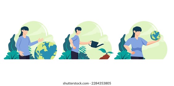 Earth Day Flat Bundle Design Illustration