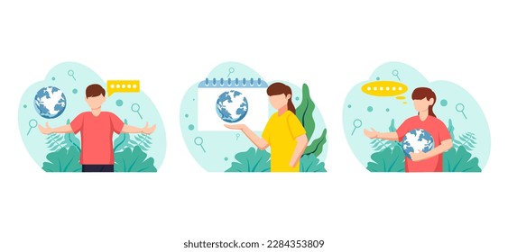 Earth Day Flat Bundle Design Illustration