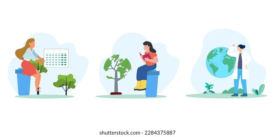 Earth Day Flat Bundle Design Illustration