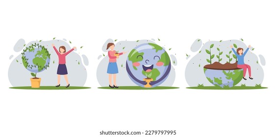 Earth Day Flat Bundle Illustration