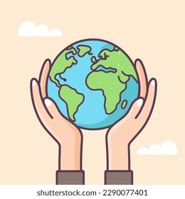 Earth day flat illustration. Cute earth ecology concept vector illustration.