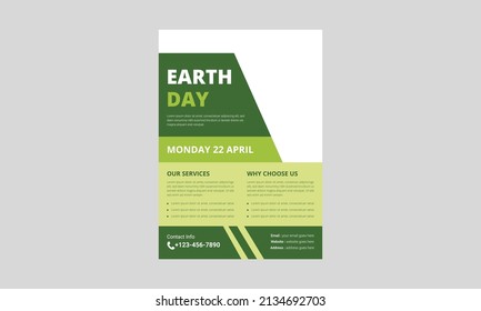 Earth Day Flyer Template Design. International Mother Earth Day Flyer. Environmental problems and environmental protection, cover, A4 size, flyer, leaflet, poster design