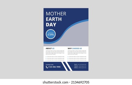 Earth Day Flyer Template Design. International Mother Earth Day Flyer. Environmental problems and environmental protection, cover, A4 size, flyer, leaflet, poster design