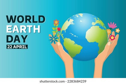 Earth day, girls hand holding the globe for the betterment and care of earth and environment concept, vector illustration design