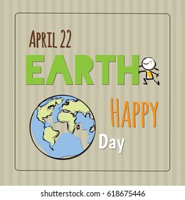 Earth Day, Globus-Vektorkonzept, mit Kindern. 22. April, Welt-Hintergrund, Poster. 