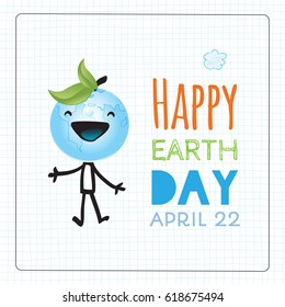 Earth day, globe illustration vector concept. April 22 world environment background, poster. 