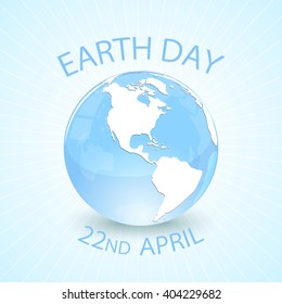 Earth day and globe on blue background, illustration.