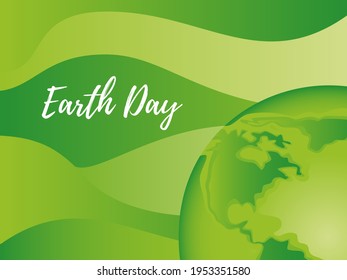 Earth Day. Earth globe with quote Earth Day. Vector template for card, poster, banner. Vector illustration.