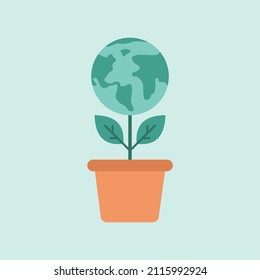 Earth day globe vector illustration to raise awareness about environmental issues. This free vector icon design can be used for world environment day, save planet, and earth day design campaign.