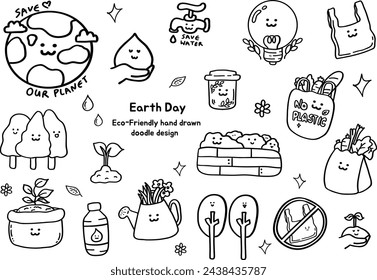 Earth Day go green hand drawn doodle design