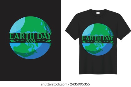  Earth Day Graphic T-shirt Design. Earth day 2024. Earth globe with splashes in watercolor style art.. Concept design for banner, greeting card, t-shirt, poster. Vector illustration.