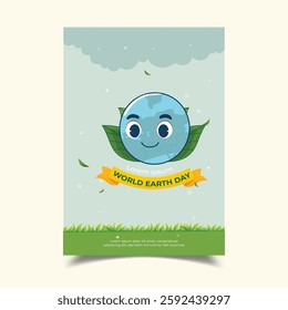Earth day green background poster template illustration